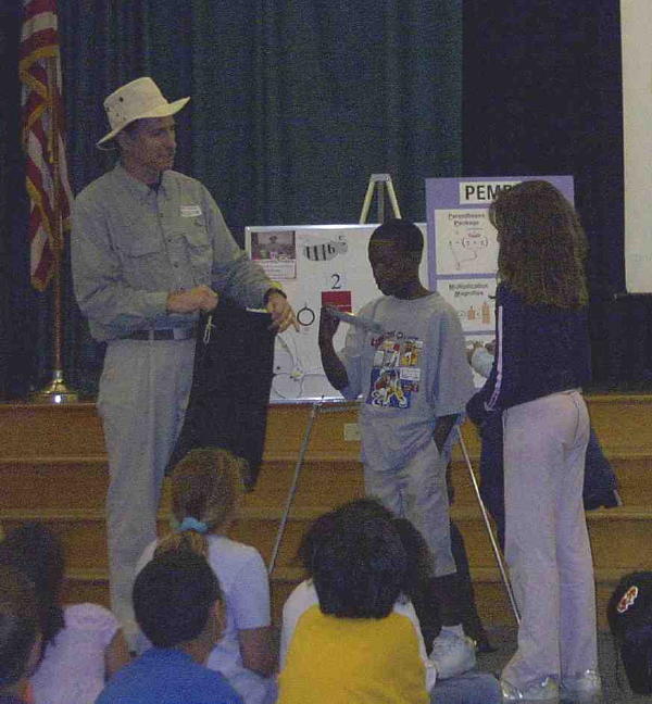 Skit participants grab cool prizes from the Mystery Math Bag!