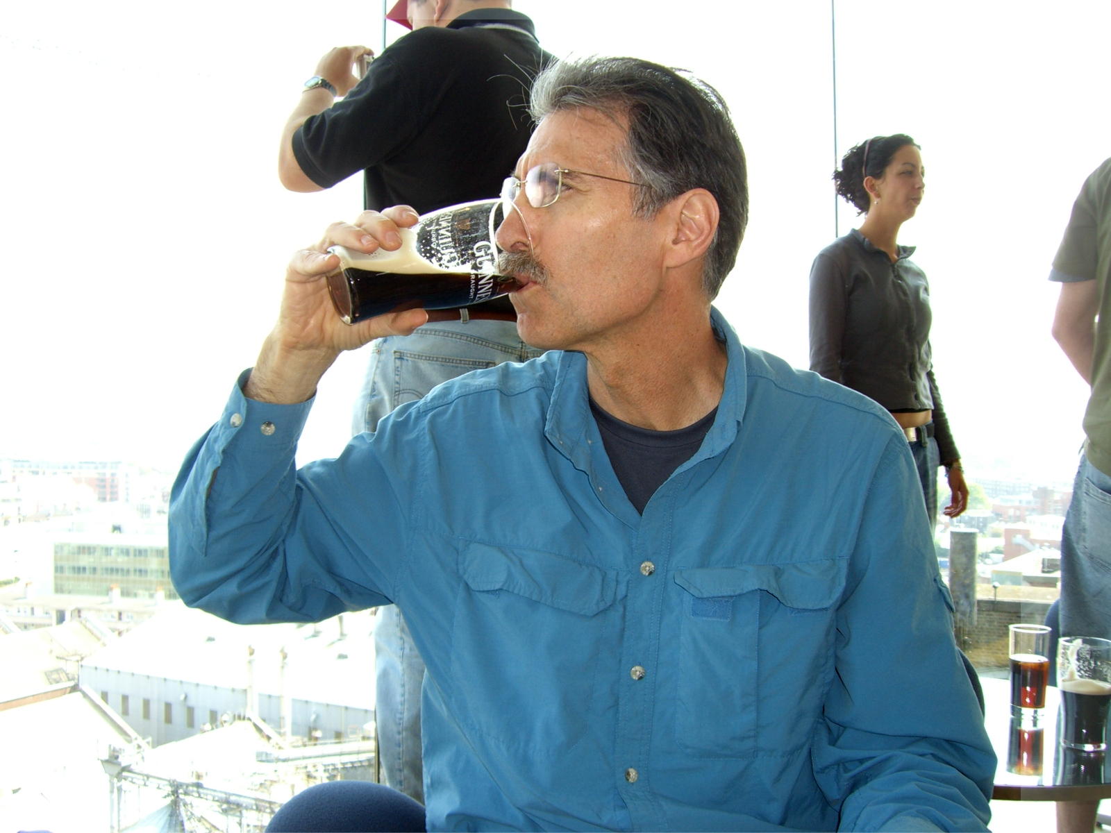 Mike drinks pint of Guinness